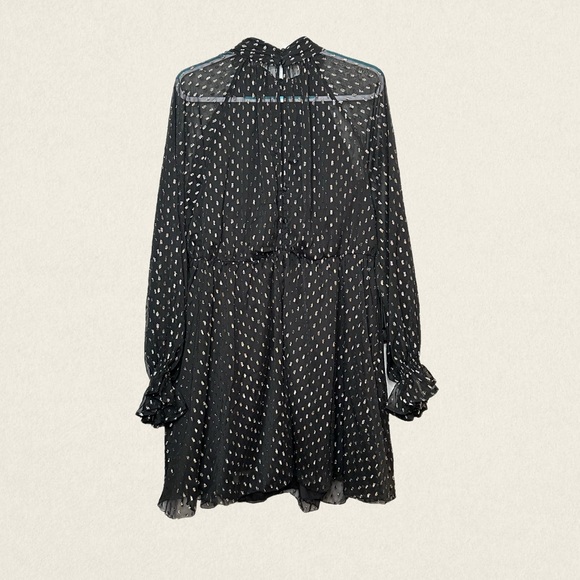 ASOS Maternity High Neck Long Sleeve Black/Gold Metallic Chiffon Mini Dress NWOT - Picture 6 of 15